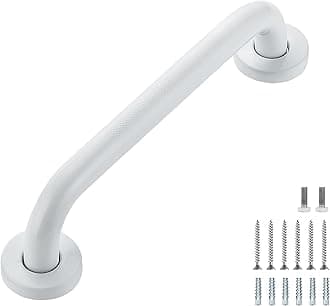 Grab Bars for Shower, 2 Pack 12-Inch Anti Slip Shower Handles for Elderly, Safety Shower Grab Bar, Stainless Steel Handicap Grab Bars for Bathroom (White 1" Diameter)
