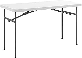 Living and More 4ft Straight Folding Utility Table, White, Indoor & Outdoor, Portable Desk, Camping, Tailgating, & Crafting Table