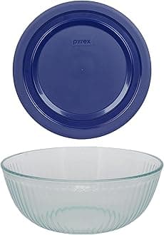 Pyrex (1 7404 4.5qt Sculpted Glass Mixing Bowl with 7404-PC Blue Lid
