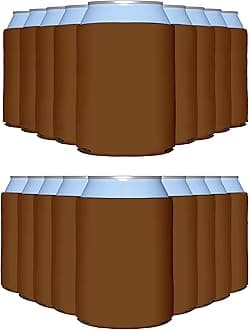 PartyPrints 1000 Pack Brown Blank Can Cooler Sleeves, Customizable Bulk Can Coolers, Extra-Thick Collapsible Drink Insulator Sleeve, Beer Can Coolers for Party Beverages