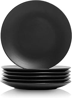 10 Strawberry StreetWazee Matte 8.25" Coupe Salad Plate, Set of 6, Black