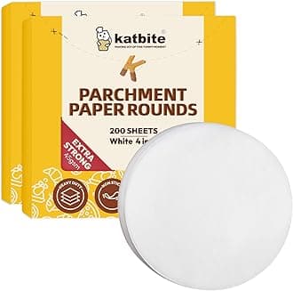 Katbite 4 Inch 400Pcs Parchment Paper Rounds, Round Parchment Paper for Cake Baking, Air Fryer Liners, Freezing, Tortilla Press(2 Pack of 200Pcs)