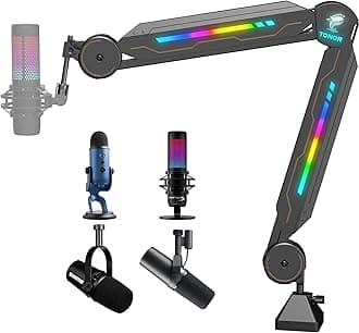 RGB Microphone Boom Arm, TONOR Gaming Mic Stand Streaming Mic Arm for Gamer Discord Youtuber Recording Microphone Arm Compatible with Most Microphones, Great for for Gaming Streaming, T90