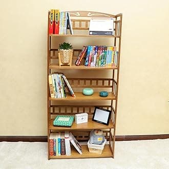YATAI 5-Tier Bookcase Shelf Rack, Bamboo Bookshelf Cabinet, Multifunctional Wooden Storage Organizer, Display Shelves Storage Rack, Free Standing Floor Shelf for Shoe Rack, Flower Plant Stand & Home