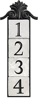 NACH KA House Address Sign/Plaque - Large Crest, 4 Numbers, Iron, 20 x 8 x 1"