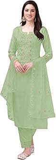 TRENDMALLSWomen's Cotton Blend Embroidery Salwar Suit Set Kurta Pant with Dupatta Kurta Set for Women