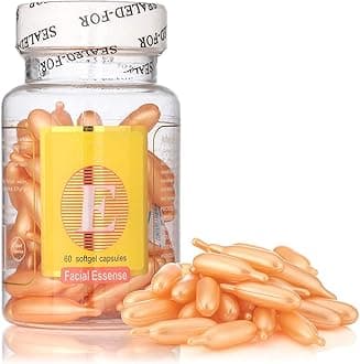 Facial Face Care Oil 60 Soft Gel Capsules Vitamin E Professional Vitamin E Facial Oil Softgel Face Capsules Anti Ageing glow skin for skin glow facial.(Pack of 1)- E1
