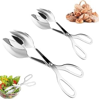 2 PACK Buffet Tongs,Stainless Steel Salad Tongs,Serving Tongs for Home Kitchen,Cake,Bread,Catering,Party,Barbecue,Seafood,Frying(10Inch and 8Inch)