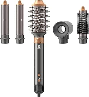 Hair Dryer Brush, 5-in-1 Hot Air Brush Set for Quick Drying, Curling, Smoothing, Styling, Hair Styling, Hair Styling [Ceramic Coating] Ion