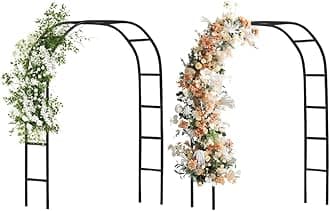 Newsmarts 2 PCS Garden Arc Metal Arbor for Outdoor Wedding Party Climbing Plants Decoration Frame 7.9FT Black