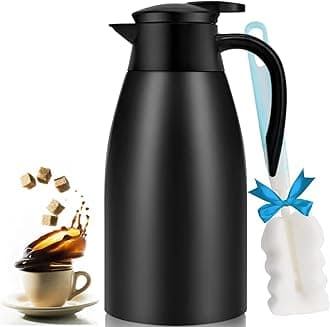 68oz Coffee Carafe Airpot Insulated Coffee Thermos Urn Stainless Steel Vacuum Thermal Pot Flask Dispenser, Coffee Carafes for Keeping Hot Water, Tea, Beverage - Keep 12 Hours Hot, 24 Hours Cold-Black