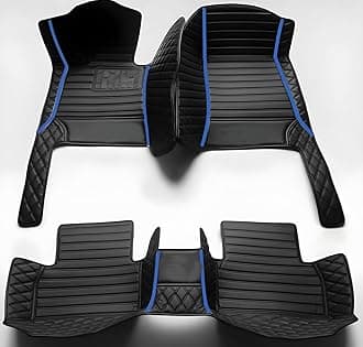 SARAHS Customized car Floor mats -Suitable for 99% of Cars, SUVs, and Trucks - car Pads to Protect Vehicle Interior Floor Accessories (Double Splicing Blue Line)