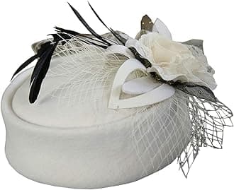 ShelikyPillbox Hat Fascinator Beret Wedding Party Top Hat Church Wool Hat for Women