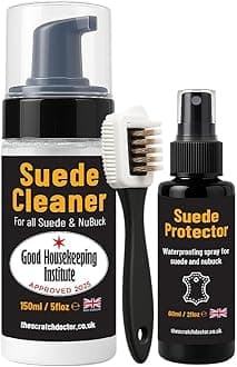 The Scratch Doctor Suede & Nubuck Complete Care Kit Cleaner Foam Protector Spray Professional Wire Brush Included for use on Shoes Boots Bags Jackets, Clear, One Size