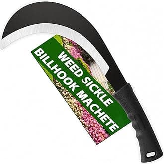 Weeding Sickle Machete Knife Brush Clearing Hand Sickle Garden Tool with Carbon Steel Thick Blade Gardening Machete for Yard Work