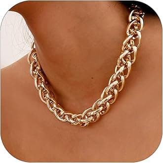 Chunky Gold Necklace Statement Necklaces Stack Dainty Gold Chain Necklace Women Layered Charm Necklace for Women Vintage Thick Necklace for Women Trendy Jewelry Gifts for Women