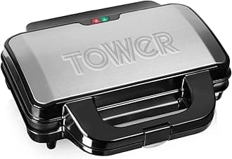 Deep Fill Sandwich Maker with Extra Deep, Non-Stick Plates, Automatic Temperature Control, 900W, Silver and Black, T27013