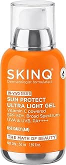 SkinQ Sunscreen for Men & Women 50ml with Vitamin C, SPF 40 & Broad Spectrum PA++++ | Sun Protect Ultra Light Gel suitable for All Skin Types | Lightweight, Non-Sticky & Water-Resistant