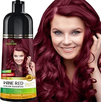 Herbishh Color Shampoo for Gray Hair Coverage (Wine Red) –Hair Dye 3-in-1 Shampoo- Colors in Minutes – Lasts Up To 2-3 Weeks – 500 mL – Ideal for Men & Women