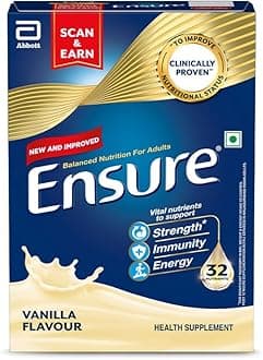 Ensure Clinically Proven | Nutritional Drink For Adults | With High Protein, Calcium, Vit D like 32 Nutrients | Vanilla Flavor | 400g/375g (Weight may vary)
