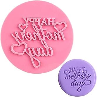 Crethinkaty Mother's Day Fondant Embosser "Happy Mother's Day" Shape 3D Dented Design Cookie Stamp for Baking Cookies,Decorating Cake/Sugar Paste/Cupcake