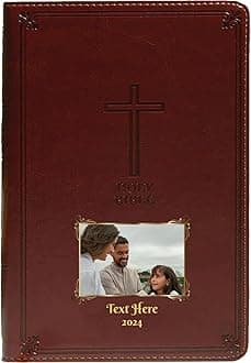 Printualist Personalized Gift Bible Custom Photo & Text, KJV, Auburn, King James Version, Red Letter Edition, Comfort Print, Faux Leather