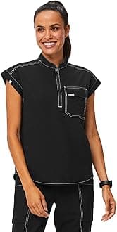 Kisumu Cargo Scrub Top for Women — Classic Fit, Mandarin Collar, 1 Pocket, 4-Way Stretch — Amazon Exclusive
