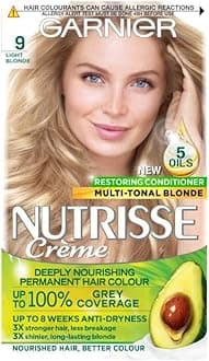 Nutrisse Permanent Hair Dye, Natural-looking, hair colour result, For All Hair Types, 9 Light Blonde (Packaging may vary)
