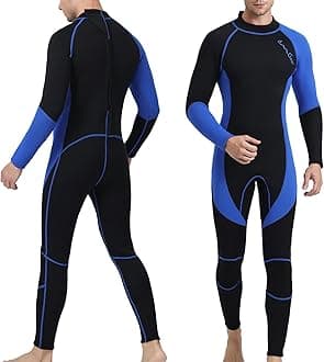 OMGear Wetsuit Men Women 3mm Neoprene Full Body UV Protection One Piece Long Sleeves Scuba Diving Suits Back Zipper Swimsuit for Scuba Diving Surf Snorkeling Swimming