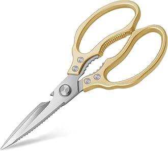 CGBE Heavy Duty Dishwasher Safe Food Scissors, Multi-Purpose Kitchen Shears, Non Slip Stainless Steel Sharp Cooking Scissors for Kitchen Gold