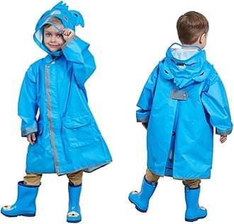 Rain Poncho Kids with Hood, Toddler Rain Jacket Coat Girls Boys, Children Baby Raincoat Rainwear Gear Outerwear