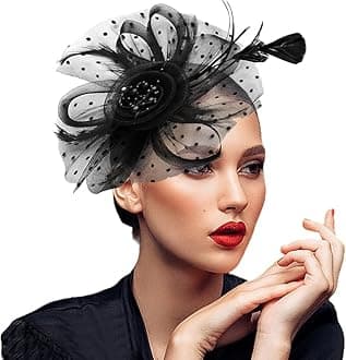 Fascinators Hats 20s 50s Pillbox Hat Cocktail Tea Party for Women (Black, One Size)