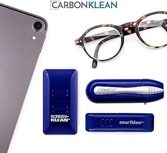CarbonKlean Peeps Glasses Cleaner - for Eyeglasses, Reading Glasses, and More - Lens Cleaner with Carbon Microfiber Tech - Blue Injected - 3 Count