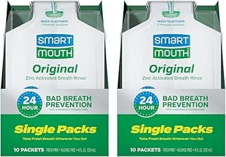 Original Zinc Activated Mouthwash Single Packs - Disposable Mouthwash Packets for Fresh Breath - Eliminates Bad Breath & Odors - Alcohol & Fluoride-Free - Fresh Mint - 10 Count, 2 Pack