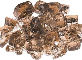 R H LIFESTYLE Crushed Glass for Resin Art - High Luster Fire Glass for Geode Art, Fire Pit Crafts (Brown 12mm, 400G)