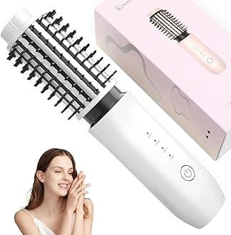 Wireless Hot Air Brush, Round Hairdryer, Thermal Hair Dryer Brush, Portable Travel Curling Iron Mini, 7000 mAh USB Rechargeable With Negative Ions