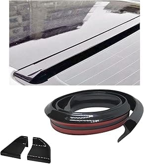Car Rear Spoiler Roof Lip Kit, Carbon Fiber 3D Rubber Trunk Spoiler Trim Strip Cool Car Decoration, Universal Punch-Free Vehicle Exterior Accessory Sticker (Black)