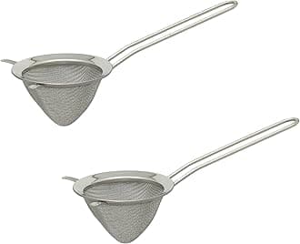 HIC Kitchen Double-Ear Conical Tea Strainer, 18/8 Stainless Steel, 3-Inch, For Straining Brewed Loose Leaf Tea And Mulled Beverages, Set of 2