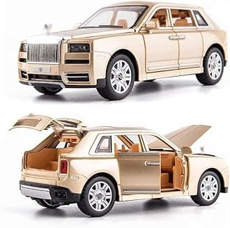 1:32 Big Size Rolls-Royce Cullinan Model Exclusive Alloy Metal Pull Back Die-cast Toy Car with Openable Doors & Light, Music Toys Car for Kids (1:32 Rolls-Royce Cullinan - Gold)