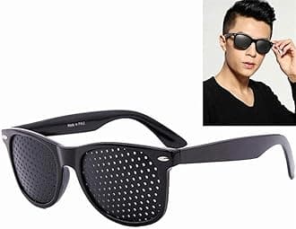 Pinhole Vision Correction Reticular Eyesight Protection Anti-Fatigue Glasses (Black)