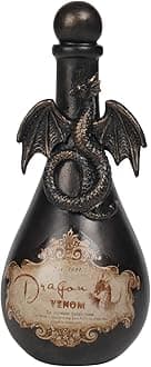 Braxio Halloween Home Decor Potion Bottles - Resin Black Bad Dragon Halloween Potion Bottles Gothic Decor Decorative Bottles Room Decor Aesthetic for Day of The Dead 4.25 * 4.25 * 9.5 Inch