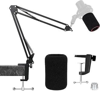 YOUSHARES Mic Boom Arm Stand - Boom Arm for HyperX QuadCast 2, QuadCast 2S, QuadCast, QuadCast S, Yeti, AM8, SM7B Gaming Mic and Most Microphones using 3/8" to 5/8" Adapter with QuadCast 2 Windscreen