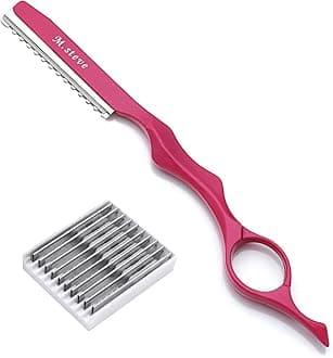 Hair Razors For Cutting Hair 6.89",Hair Cutting Razor Professional Texturizing Cutting Razor with Replacement Stainless Steel Blades,Ideal for Salon/Home -11PCS Pink