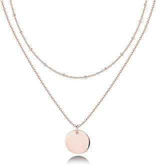 PAVOI 14K Gold Plated Curb Paperclip Box Sphere Bead Snake Herringbone and Figaro Chain Adjustable Necklace