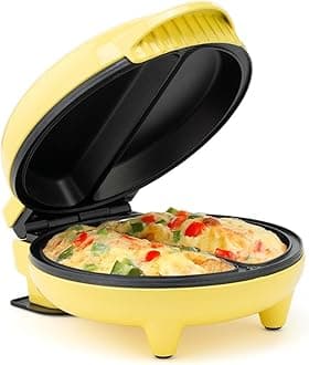 Holstein Housewares - Non-Stick Omelet & Frittata Maker, Yellow/Stainless Steel - Makes 2 Individual Portions Quick & Easy