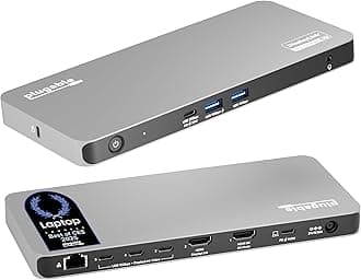 USB C Docking Station 5 Monitors, 140W DisplayLink Dock Connects up to Five 4K Displays for MacBook Windows Thunderbolt 4 Laptops, 2x HDMI, 3x USBC 2.5Gbps Ethernet, Driver Required UD-7400PD