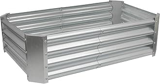 Harbour Housewares Raised Garden Bed - Silver - 120 x 60cm - Rectangle - Bottomless Metal Raised Bed Galvanised Steel Planter Box for Growing Outdoor Plants, Vegetables, Flowers and Herbs