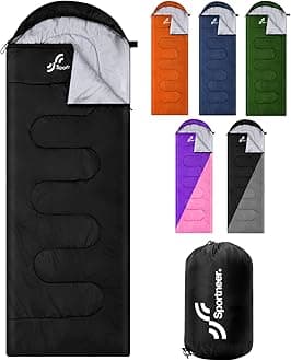 Sleeping Bag Camping Sleeping Bags: Sportneer Warm Sleeping Bags for Single Adults 3-4 Seasons, Waterproof, Lightweight, Large, Ultralight, for Adults