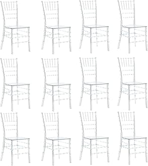 KATBOC Clear Acrylic Chiavari Chairs, Modern Dining Chairs Set of 12, Accent Event Ghost Chairs for Wedding Party Event Reception