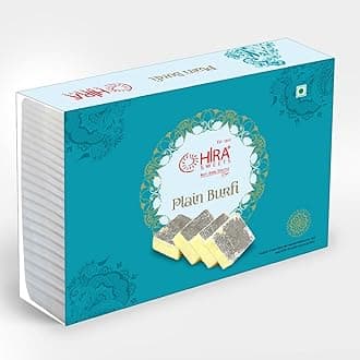 HIRA SWEETS Plain Burfi 500gm | Fresh Indian Traditional Mithai | Burfi Sweets | Indian Mithai | Made With Pure Desi Ghee Finest Flavour | Barfi Sweets | Festive Sweet Gift Box